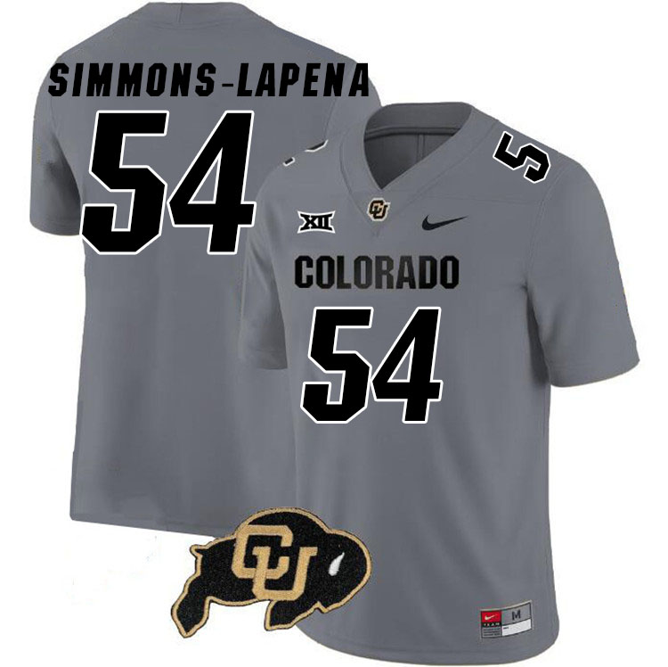 Colorado Buffaloes #54 Bo Simmons-Lapena Big 12 Conference College Football Jerseys Stitched Sale-Grey